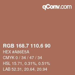カラーコード: RGB 168.7 110.6 90 | qconv.com