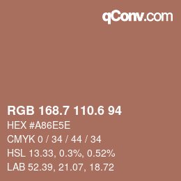カラーコード: RGB 168.7 110.6 94 | qconv.com