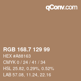 カラーコード: RGB 168.7 129 99 | qconv.com