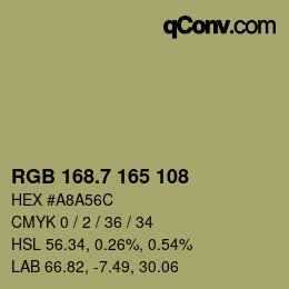 カラーコード: RGB 168.7 165 108 | qconv.com