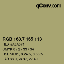 カラーコード: RGB 168.7 165 113 | qconv.com