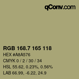 カラーコード: RGB 168.7 165 118 | qconv.com
