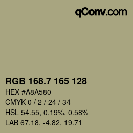 カラーコード: RGB 168.7 165 128 | qconv.com
