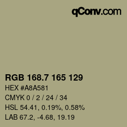 カラーコード: RGB 168.7 165 129 | qconv.com