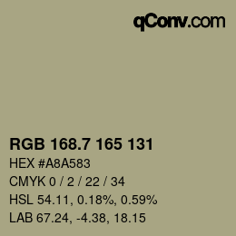 カラーコード: RGB 168.7 165 131 | qconv.com