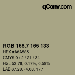 カラーコード: RGB 168.7 165 133 | qconv.com