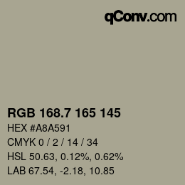 カラーコード: RGB 168.7 165 145 | qconv.com