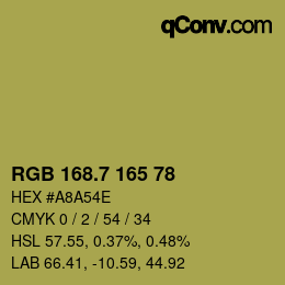 カラーコード: RGB 168.7 165 78 | qconv.com