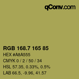 カラーコード: RGB 168.7 165 85 | qconv.com