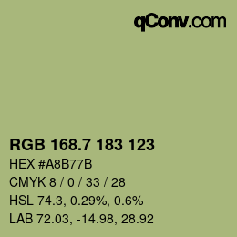 カラーコード: RGB 168.7 183 123 | qconv.com