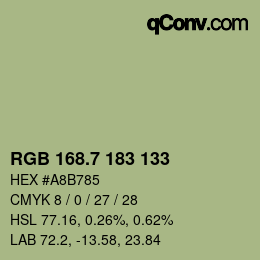 カラーコード: RGB 168.7 183 133 | qconv.com