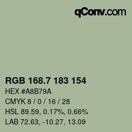 カラーコード: RGB 168.7 183 154 | qconv.com