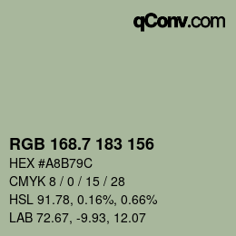 カラーコード: RGB 168.7 183 156 | qconv.com
