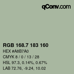 カラーコード: RGB 168.7 183 160 | qconv.com