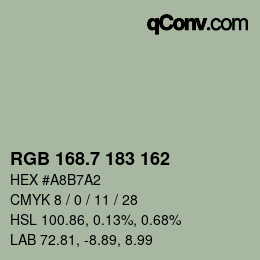 カラーコード: RGB 168.7 183 162 | qconv.com