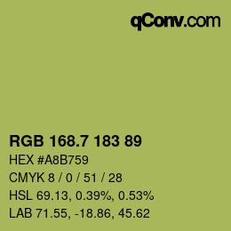 カラーコード: RGB 168.7 183 89 | qconv.com
