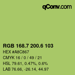カラーコード: RGB 168.7 200.6 103 | qconv.com