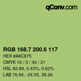 カラーコード: RGB 168.7 200.6 117 | qconv.com