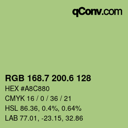 カラーコード: RGB 168.7 200.6 128 | qconv.com