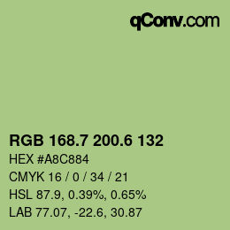 カラーコード: RGB 168.7 200.6 132 | qconv.com