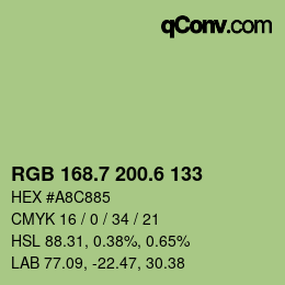 カラーコード: RGB 168.7 200.6 133 | qconv.com