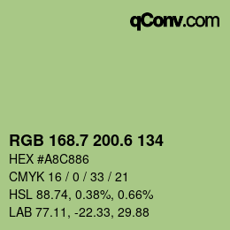 カラーコード: RGB 168.7 200.6 134 | qconv.com