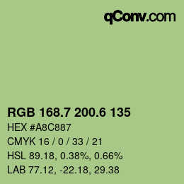 カラーコード: RGB 168.7 200.6 135 | qconv.com