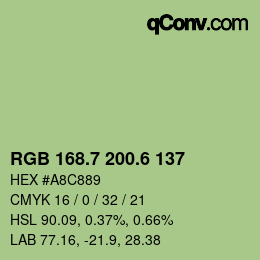 カラーコード: RGB 168.7 200.6 137 | qconv.com