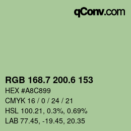 カラーコード: RGB 168.7 200.6 153 | qconv.com