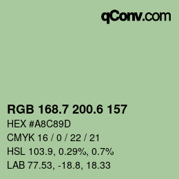 カラーコード: RGB 168.7 200.6 157 | qconv.com