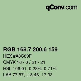 カラーコード: RGB 168.7 200.6 159 | qconv.com