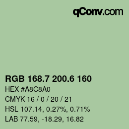 カラーコード: RGB 168.7 200.6 160 | qconv.com