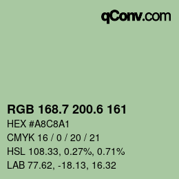 カラーコード: RGB 168.7 200.6 161 | qconv.com