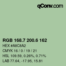 カラーコード: RGB 168.7 200.6 162 | qconv.com