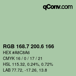 カラーコード: RGB 168.7 200.6 166 | qconv.com