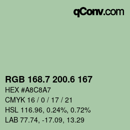 カラーコード: RGB 168.7 200.6 167 | qconv.com