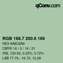 カラーコード: RGB 168.7 200.6 169 | qconv.com