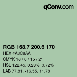 カラーコード: RGB 168.7 200.6 170 | qconv.com