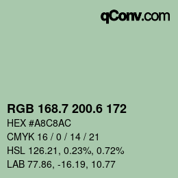 カラーコード: RGB 168.7 200.6 172 | qconv.com