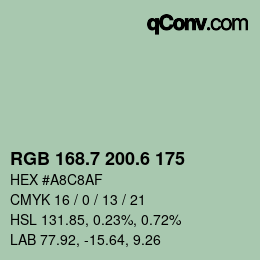 カラーコード: RGB 168.7 200.6 175 | qconv.com