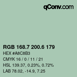 カラーコード: RGB 168.7 200.6 179 | qconv.com