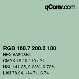 カラーコード: RGB 168.7 200.6 180 | qconv.com