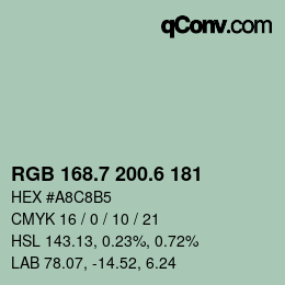 カラーコード: RGB 168.7 200.6 181 | qconv.com