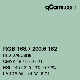 カラーコード: RGB 168.7 200.6 182 | qconv.com