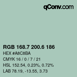 カラーコード: RGB 168.7 200.6 186 | qconv.com