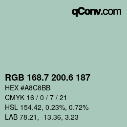 カラーコード: RGB 168.7 200.6 187 | qconv.com