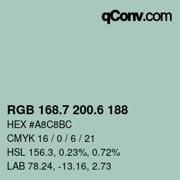 カラーコード: RGB 168.7 200.6 188 | qconv.com