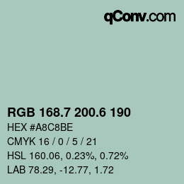 カラーコード: RGB 168.7 200.6 190 | qconv.com
