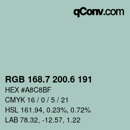 カラーコード: RGB 168.7 200.6 191 | qconv.com