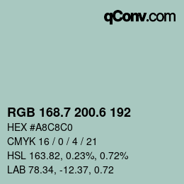 カラーコード: RGB 168.7 200.6 192 | qconv.com